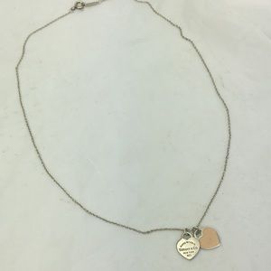 Tiffany & CO. Return To Mini Double Heart Necklace blush 925 Sterling